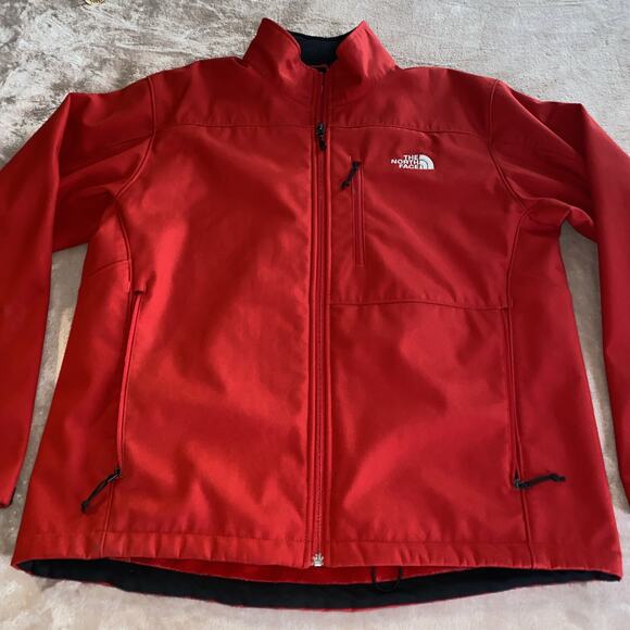 North Face Jacket Mens L Red Soft Shell Full Zip Hike Outdoor Jacket - Picture 3 of 9